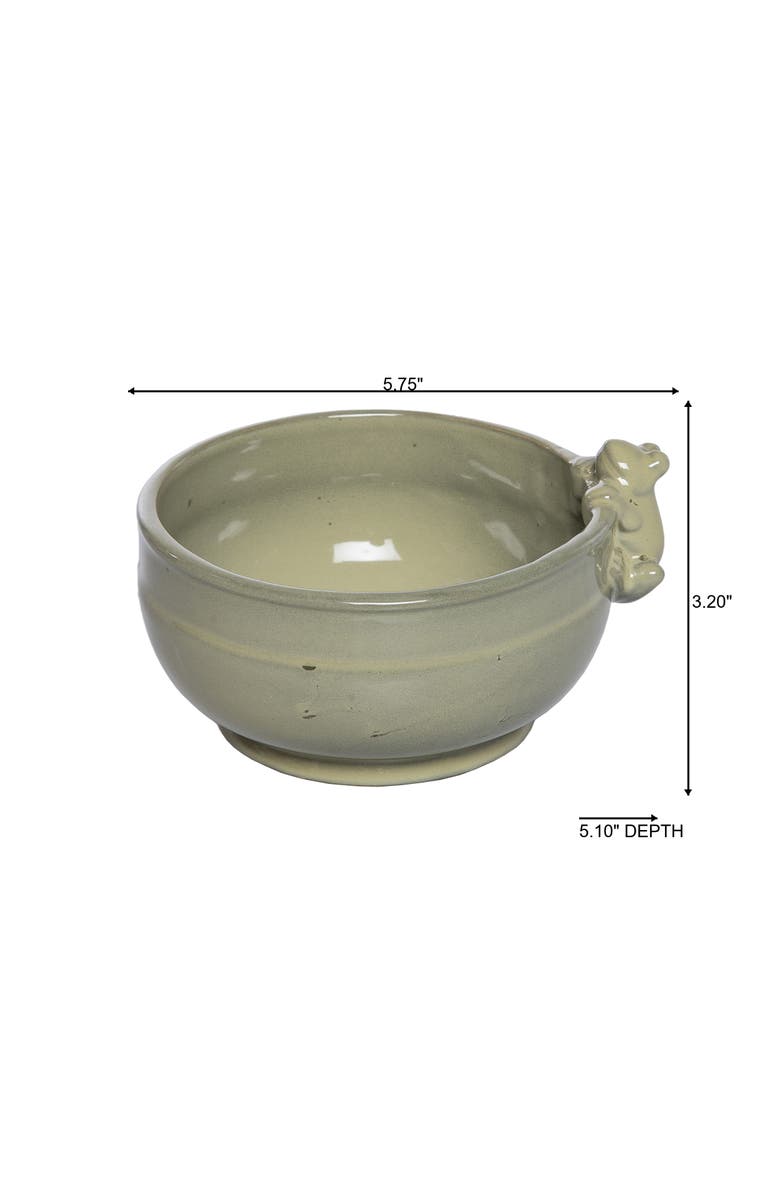 Transpac Ceramic Bowl with Frog Green for Spring Serving and Entertaining, Alternate, color, Green