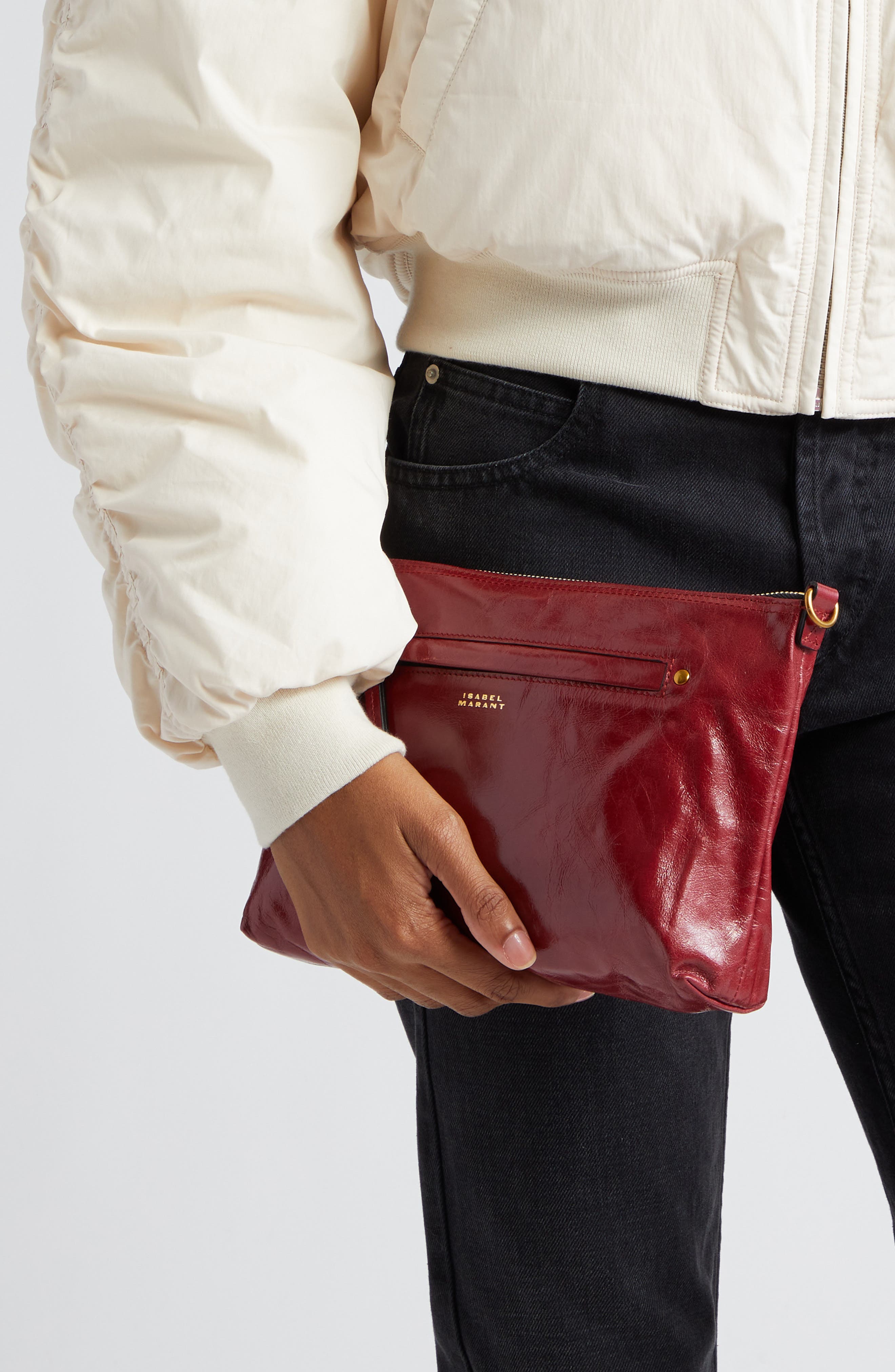Nessah Wardy Leather Crossbody Bag, Alternate, color, DARK RED