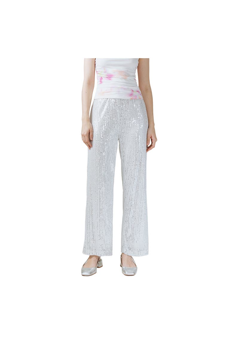Tyra Sequins Pants, Main, color, Silver