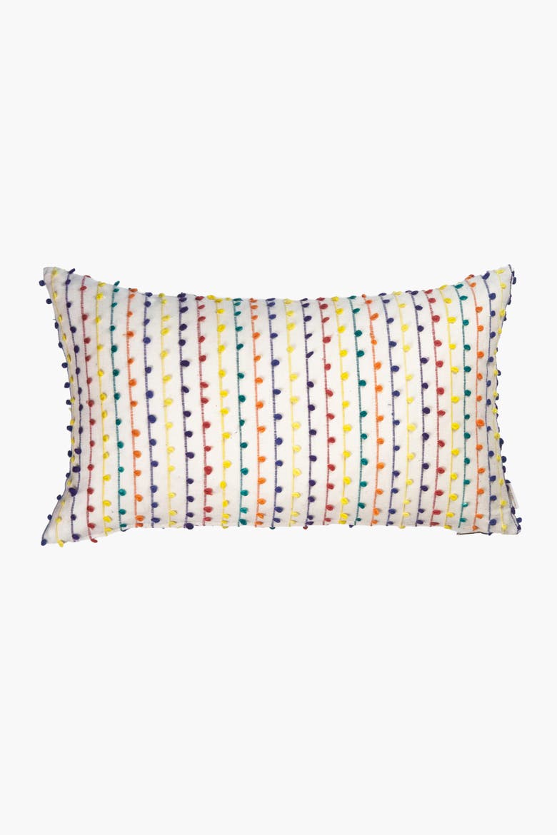 Vintage Rainbow Nubby Throw Pillow, Alternate, color, White