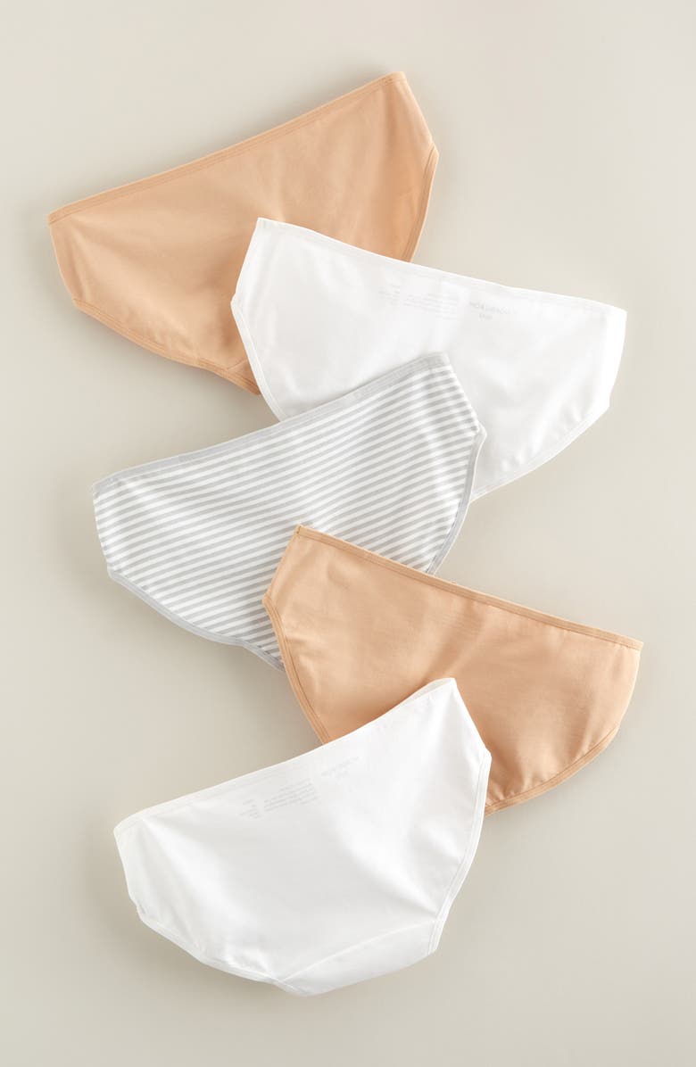 Nordstrom Kids' Assorted 5-Pack Hipster Briefs, Alternate, color, Beige- White Pack