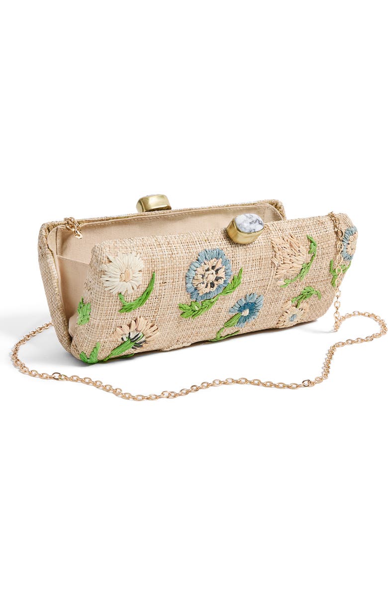 Pamela Munson Petite Fleur Raffia Clutch, Alternate, color, Natural/ Pastel