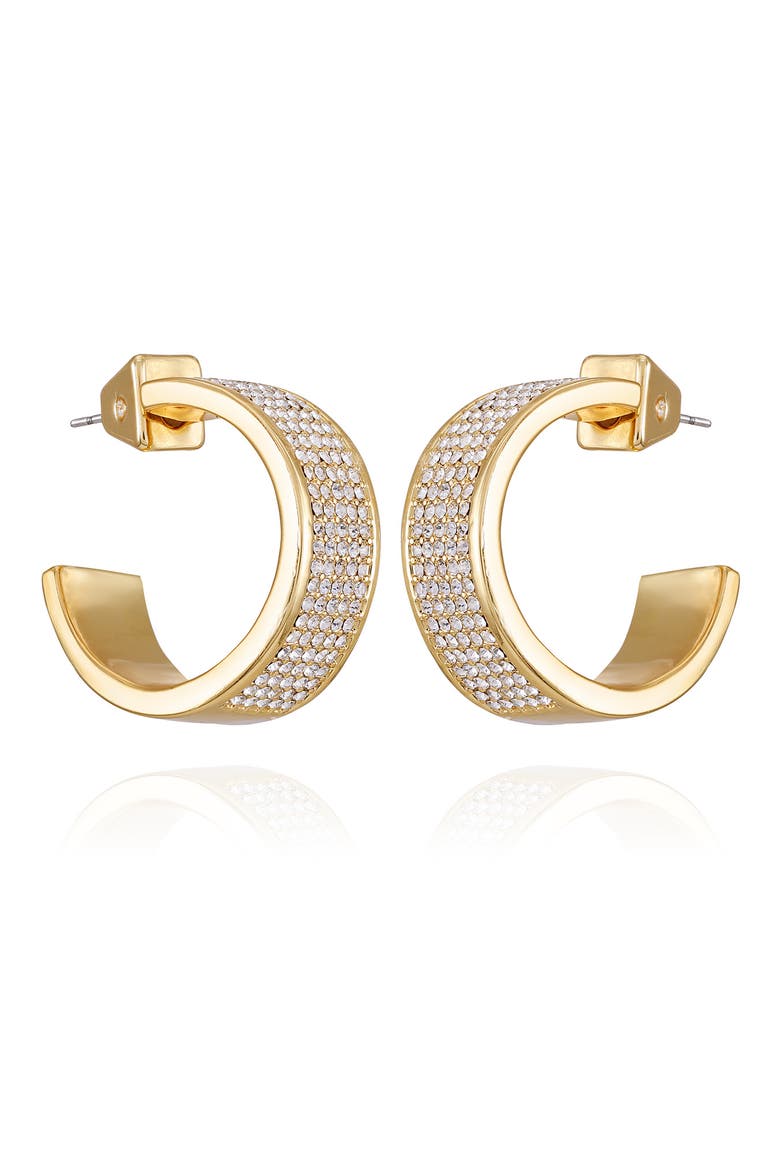 Pavé Crystal 'C' Hoop Earrings, Main, color, GOLD TONE