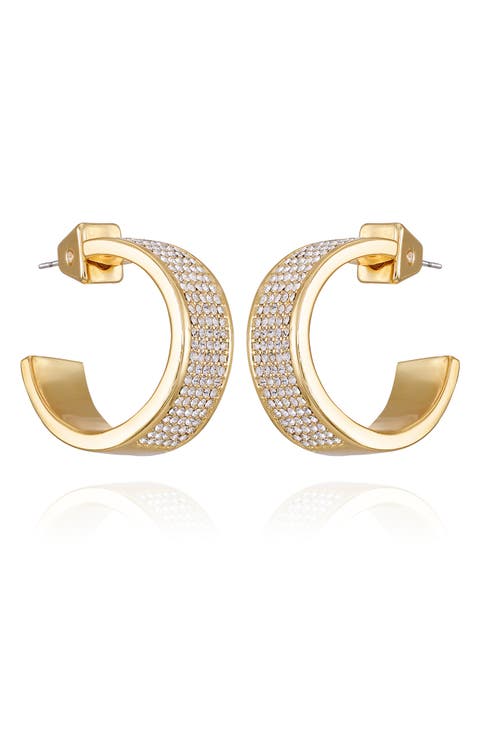 Pavé Crystal 'C' Hoop Earrings