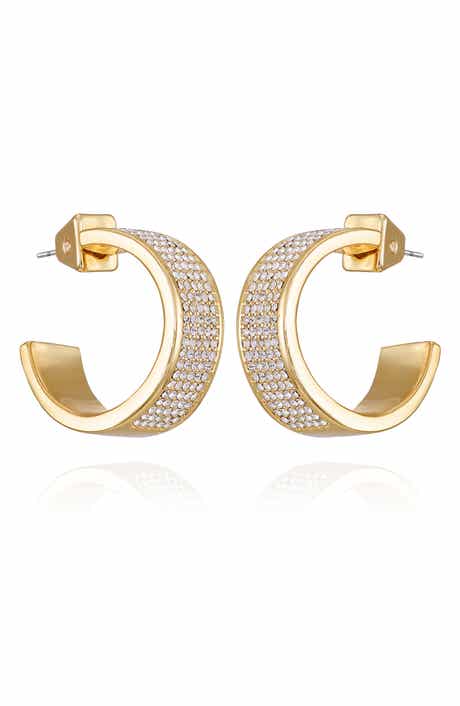 Vince Camuto Pavé Crystal 'C' Hoop Earrings