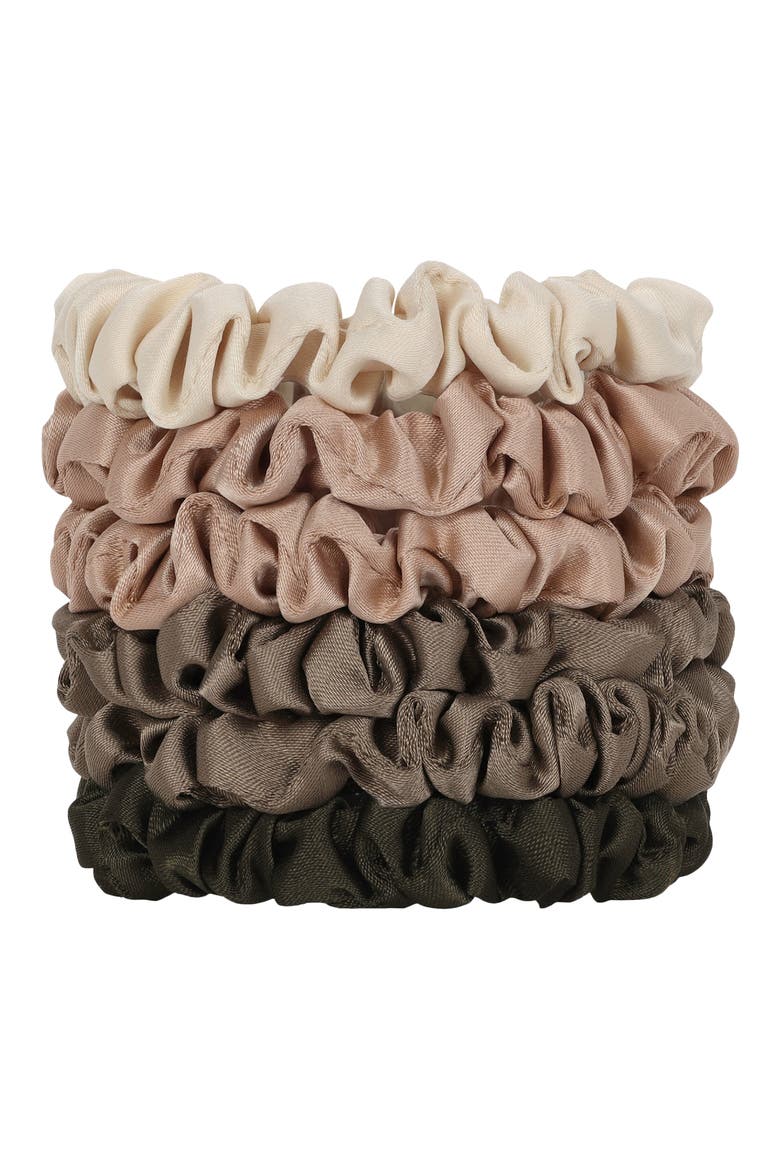 Satin Ultra Petite 6-Pack Scrunchies, Alternate, color, EUCALYPTUS