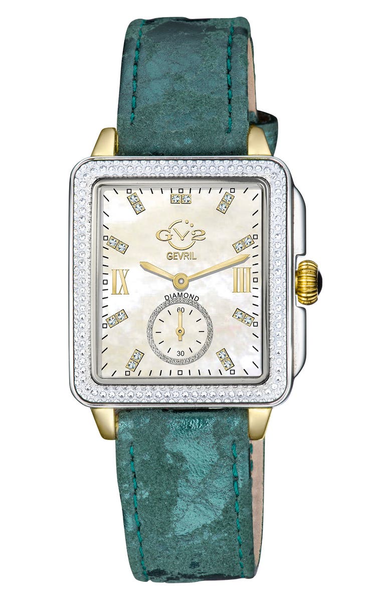 GV2 Gevril Bari Swiss Quartz Diamond Watch, 37mm, Main, color, Green