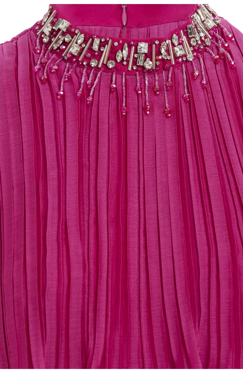 Gizia Embroidered Collar Pleated Maxi Light Violet Dress, Alternate, color, Violet