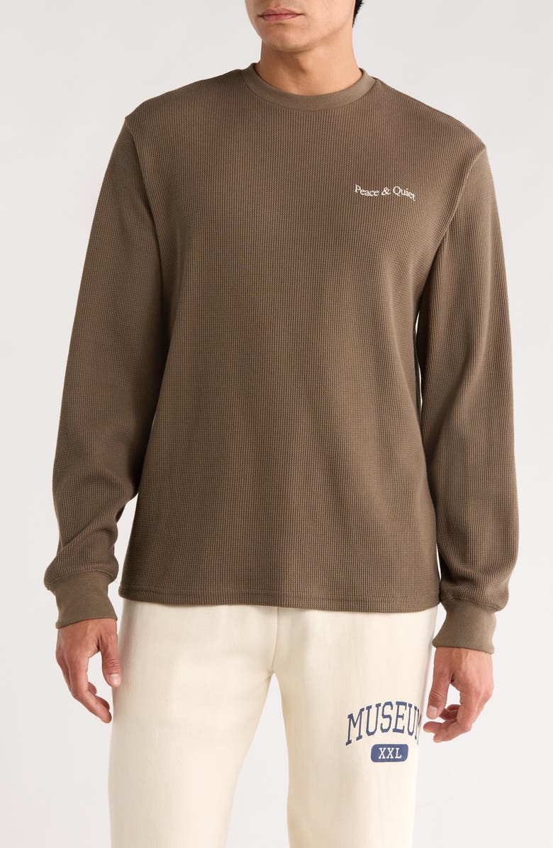 Museum of Peace & Quiet Wordmark Thermal Long Sleeve T-Shirt, Main, color, Brown