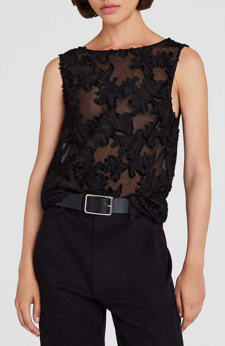 Club Monaco Sheer Jacquard Top, Main, color, 