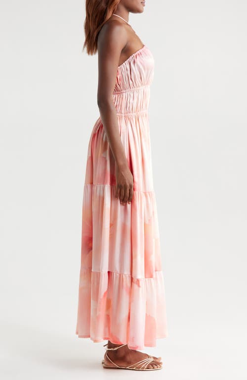 Boamar Pia Print Halter Cover-up Maxi Dress In Pink