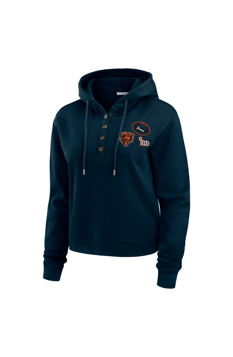 WEAR by Erin Andrews Women's WEAR by Erin Andrews  Navy Chicago Bears Waffle Hoodie Pullover Top, Alternate, color, Navy