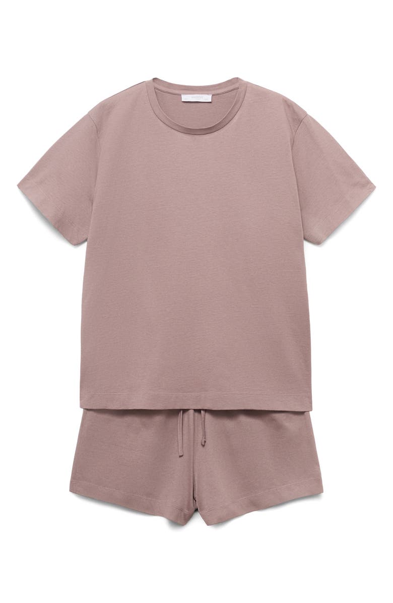 MANGO Short Cotton Pajamas, Alternate, color, Medium Brown