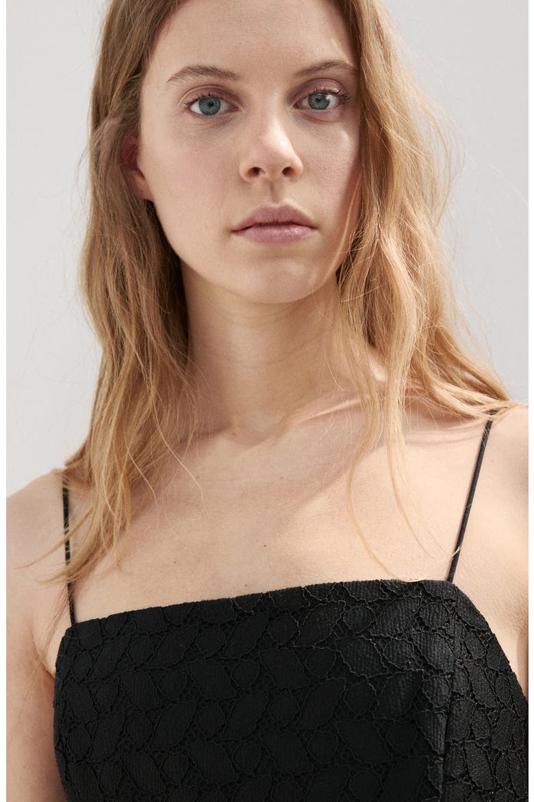 Cutwork Embroidery Midi Dress, Alternate, color, BLACK
