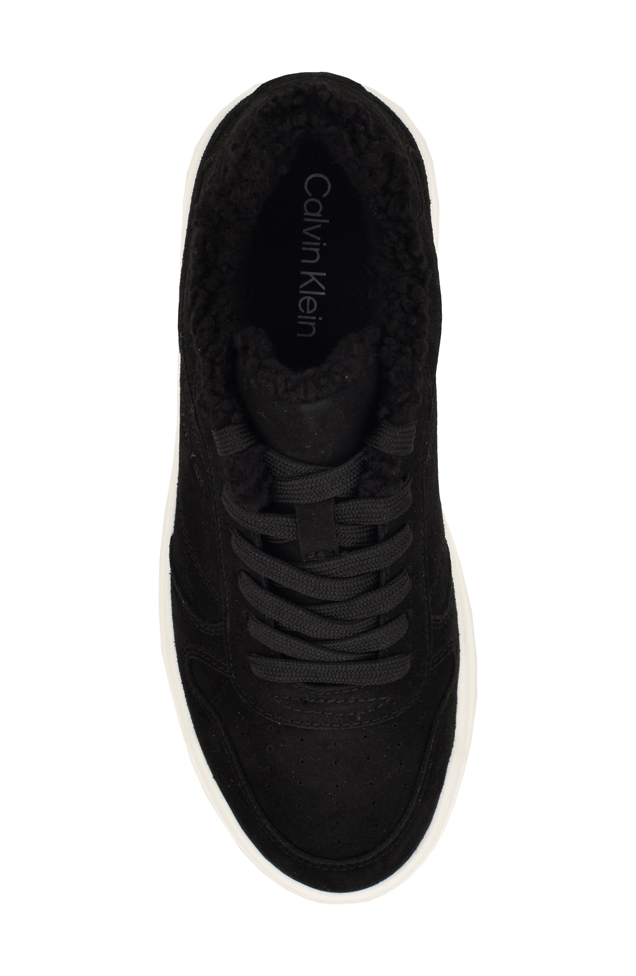 Calvin Klein Pozay Faux Shearling Sneaker, Alternate, color, Black