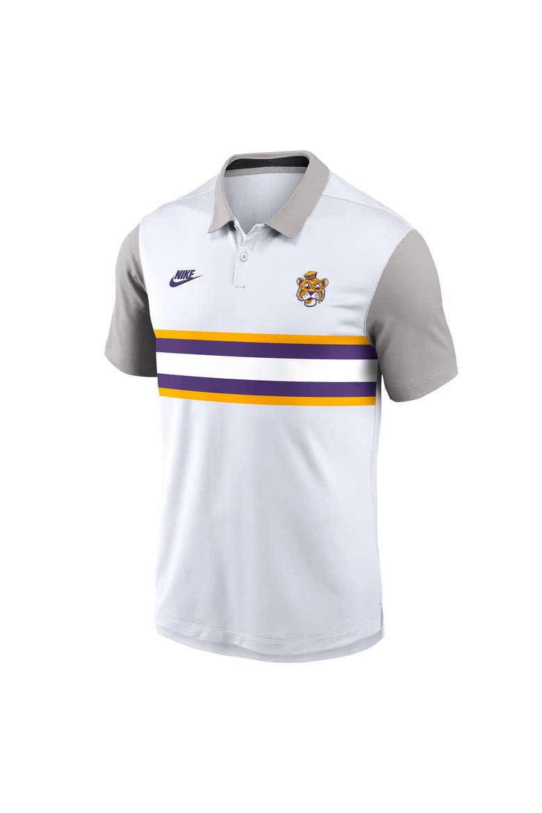 Men's Nike White/Gray LSU Tigers Athletic Prep Legacy Logo Vapor Performance Polo, Alternate, color, White