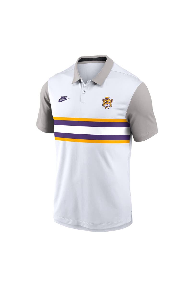 Nike Men's Nike White/Gray LSU Tigers Athletic Prep Legacy Logo Vapor Performance Polo, Alternate, color, White