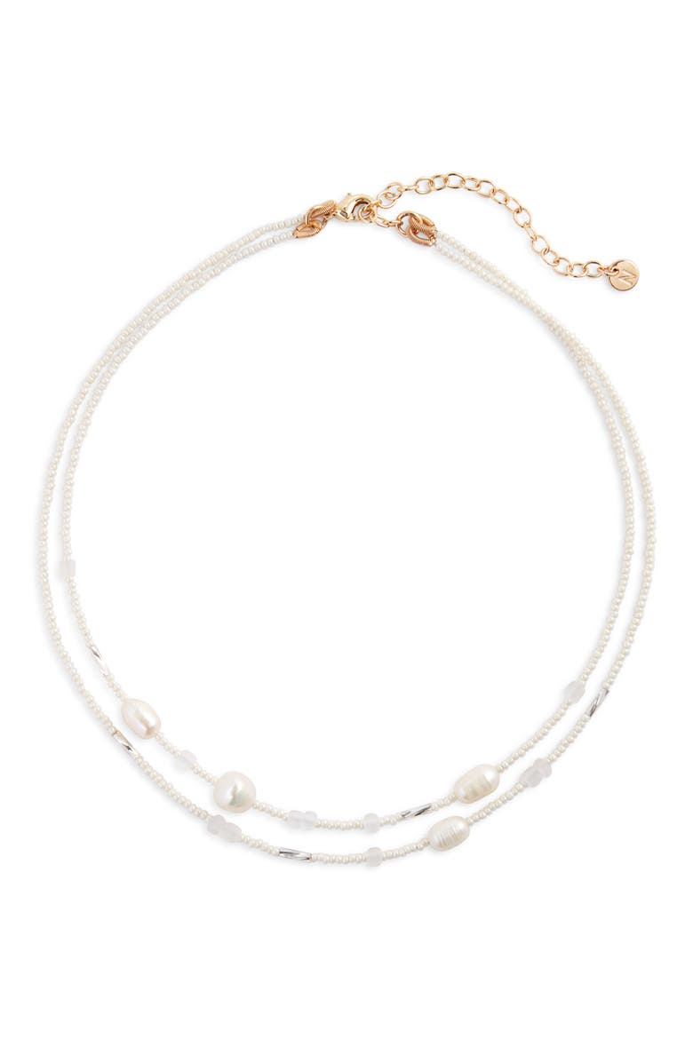 Beaded Freshwater Pearl Layered Necklace, Main, color, IVORY