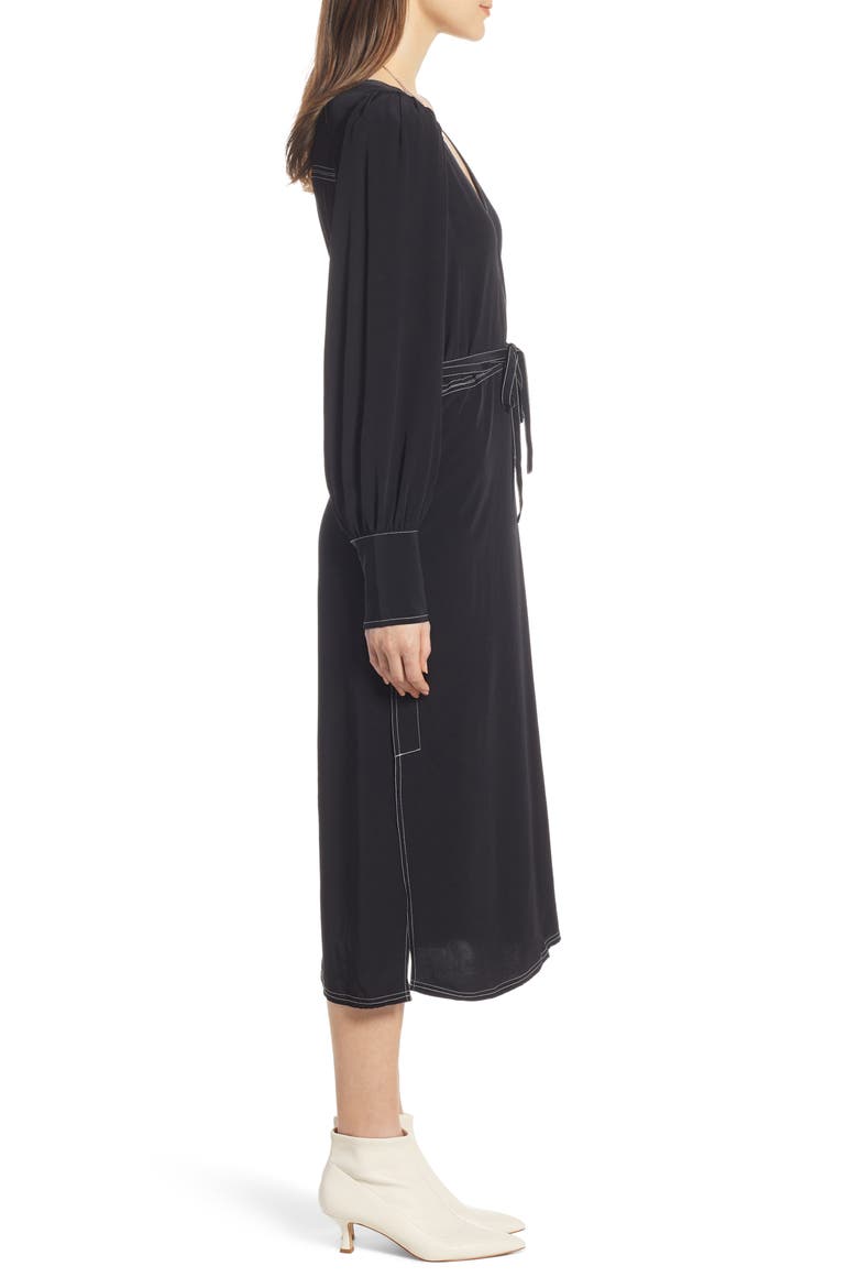 Side Slit Midi Dress (Nordstrom Exclusive), Alternate, color, BLACK