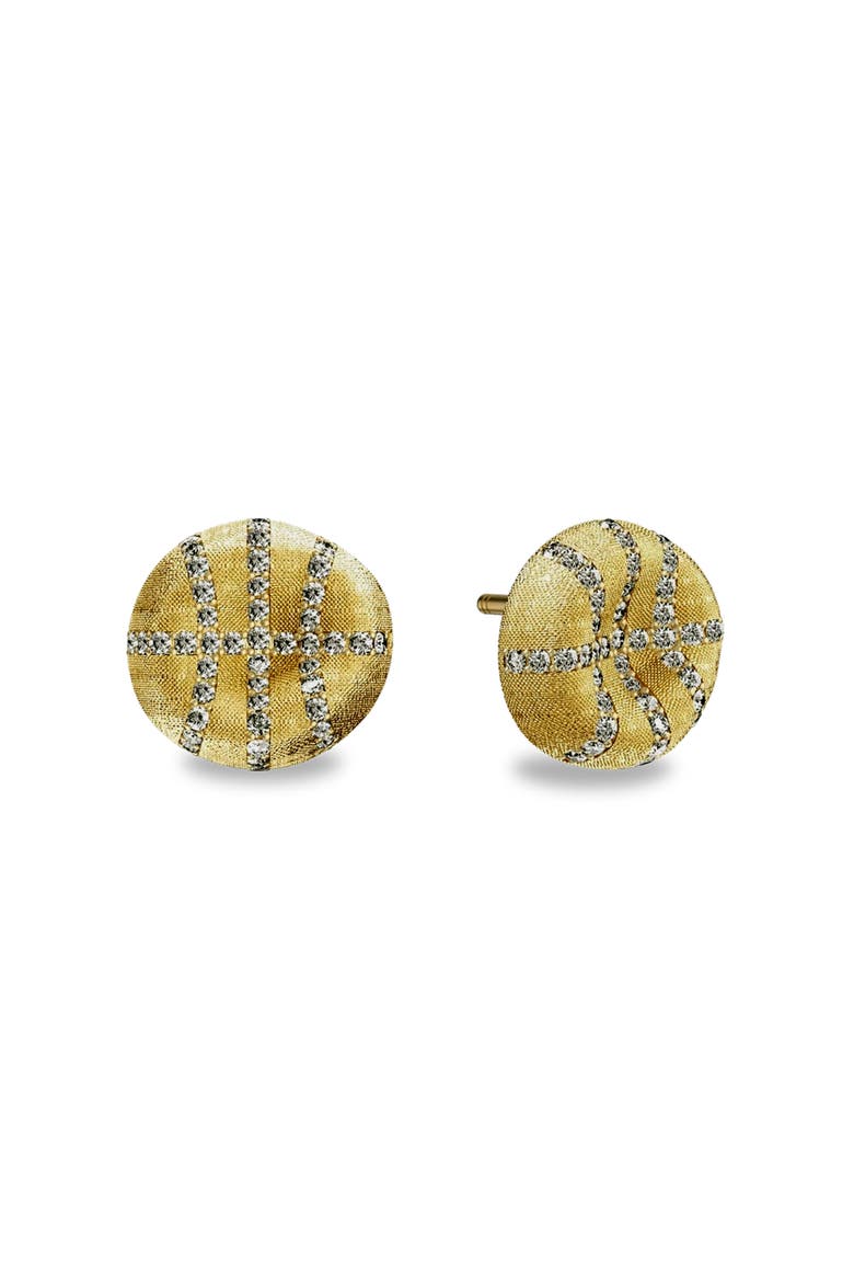 The Basketball Leaking Ball Diamond Pavé Earrings, Main, color, Gold / White Diamond