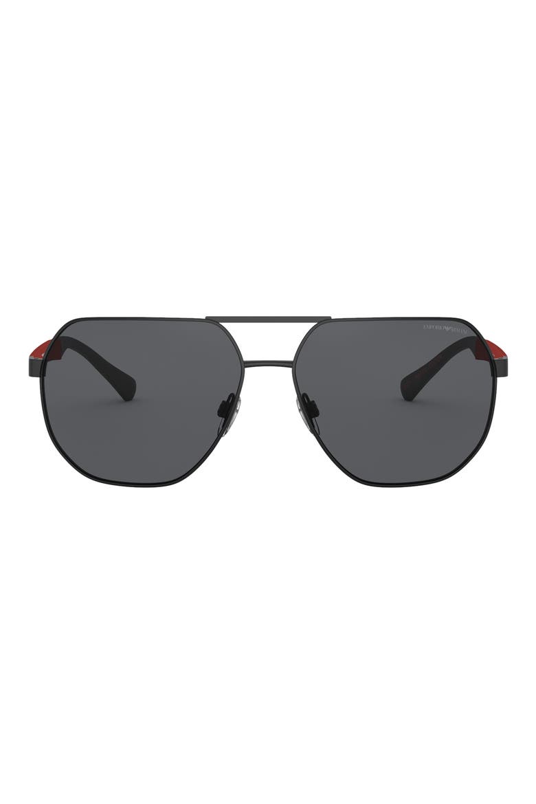 61mm Square Sunglasses, Main, color, MATTE BLACK / GREY