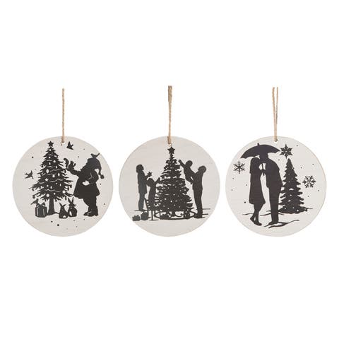 Santa Family Couple Silhouette Ornaments A/3