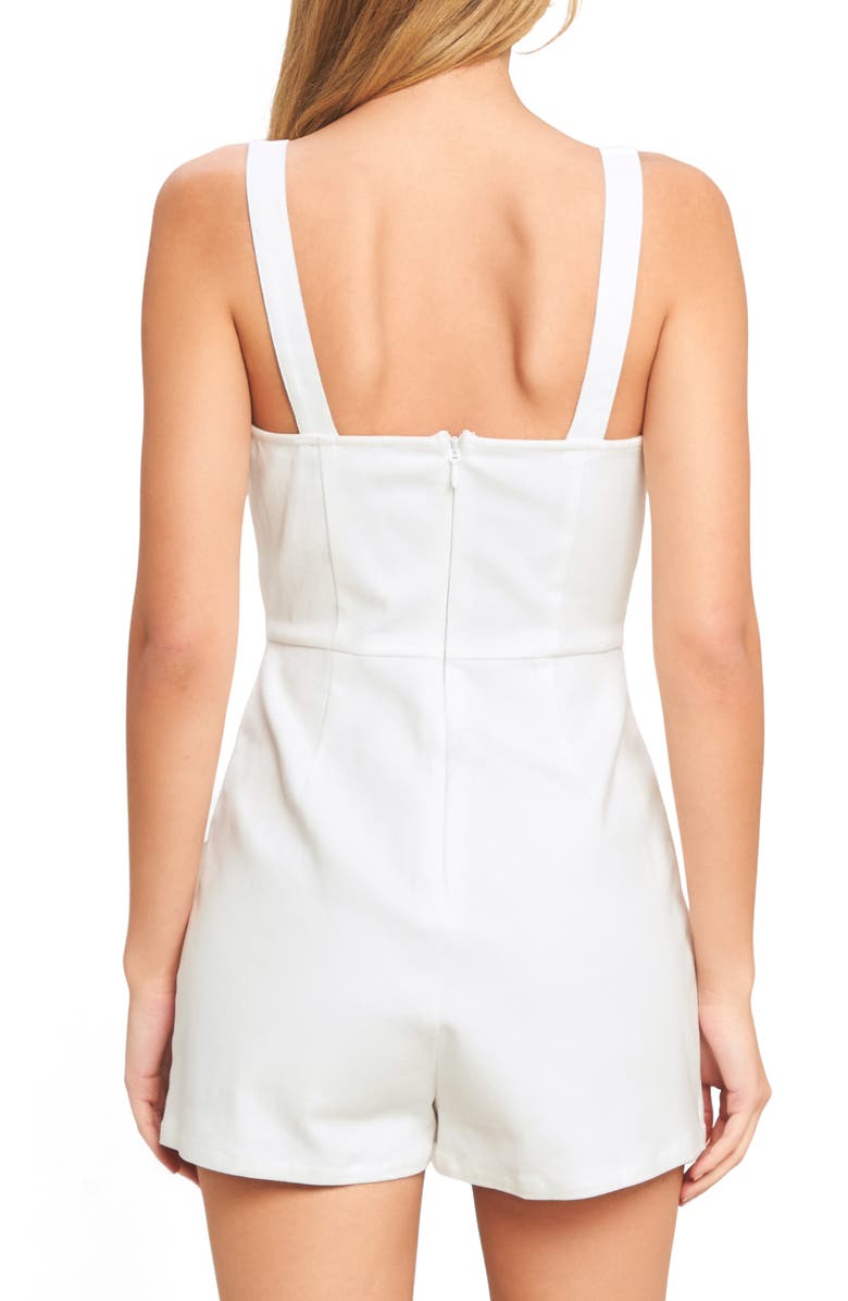 FLYING TOMATO Denim Short Romper, Alternate, color, White Denim