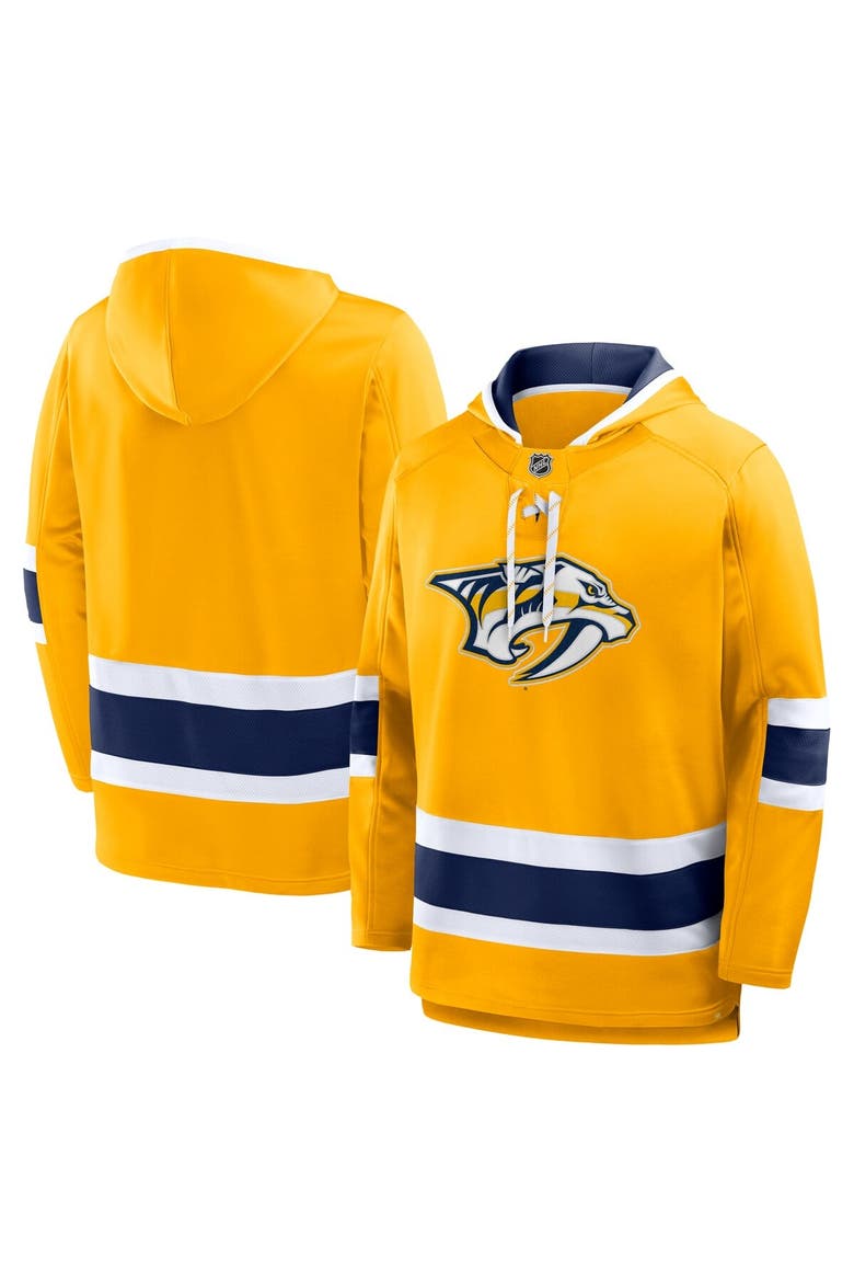 Men's Fanatics Gold Nashville Predators Prime Time Fleece Hoodie, Main, color, Gold