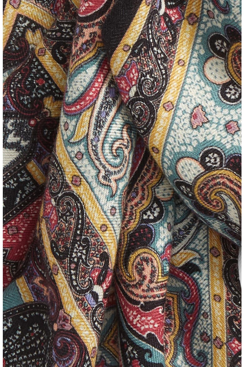 Paisley Cashmere & Silk Scarf, Alternate, color, BLACK