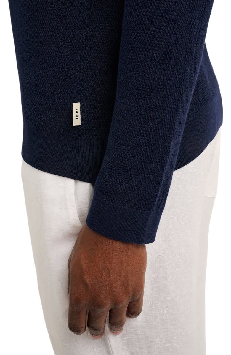 Onia Cotton Textured Knit Long Sleeve Polo, Alternate, color,