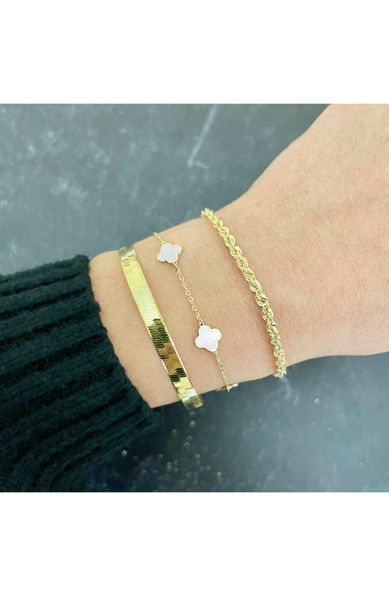 The Lovery Fine Jewelry Mini Mother of Pearl Clover Bracelet, Alternate, color, Mother Of Pearl