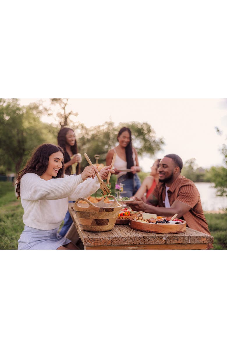 Picnic Time Ciotola Wood Salad Bowl & Servers, Alternate, color,