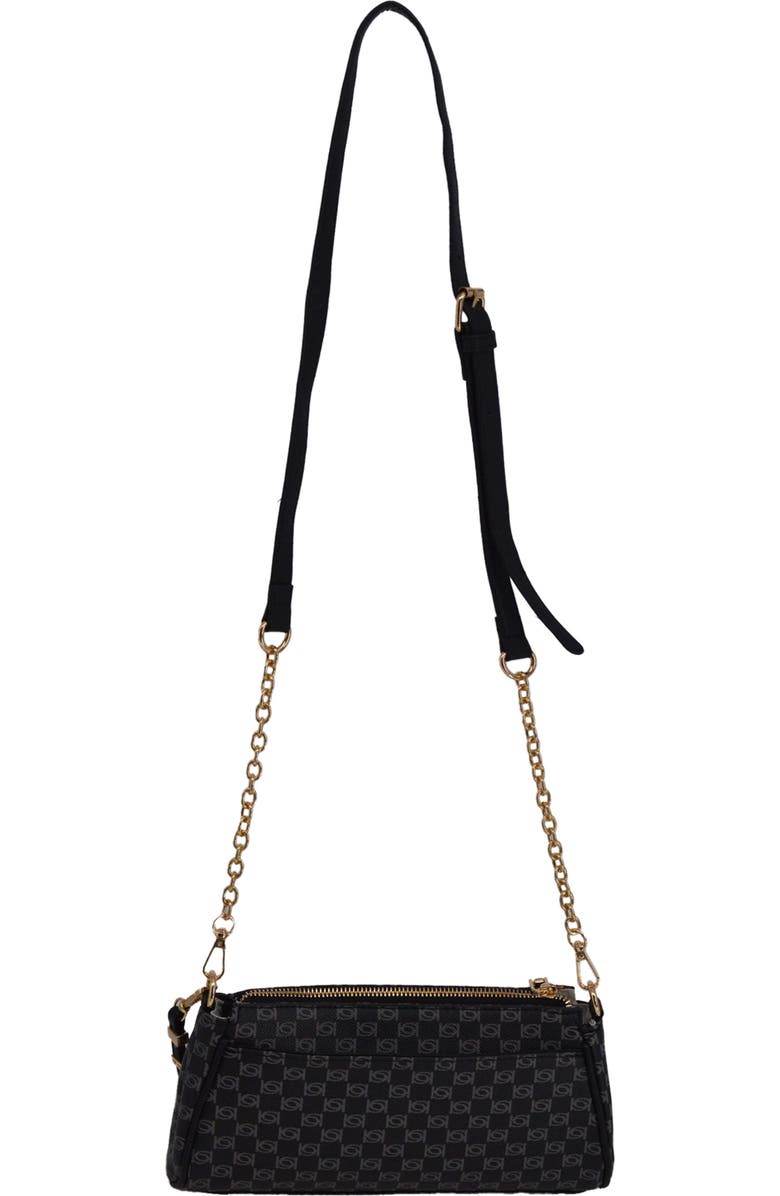 bebe Adela Monogram Crossbody Baguette with Wallet, Alternate, color, Black