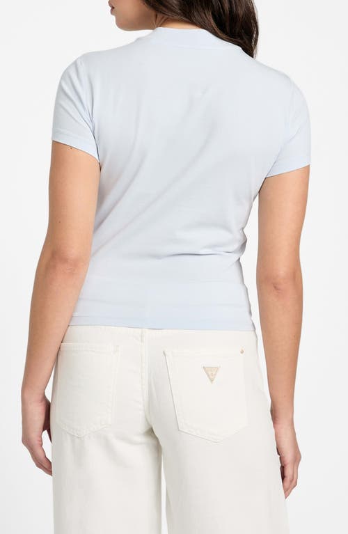 Guess Rhinestone Pattern Mock Neck Organic Cotton Blend Top