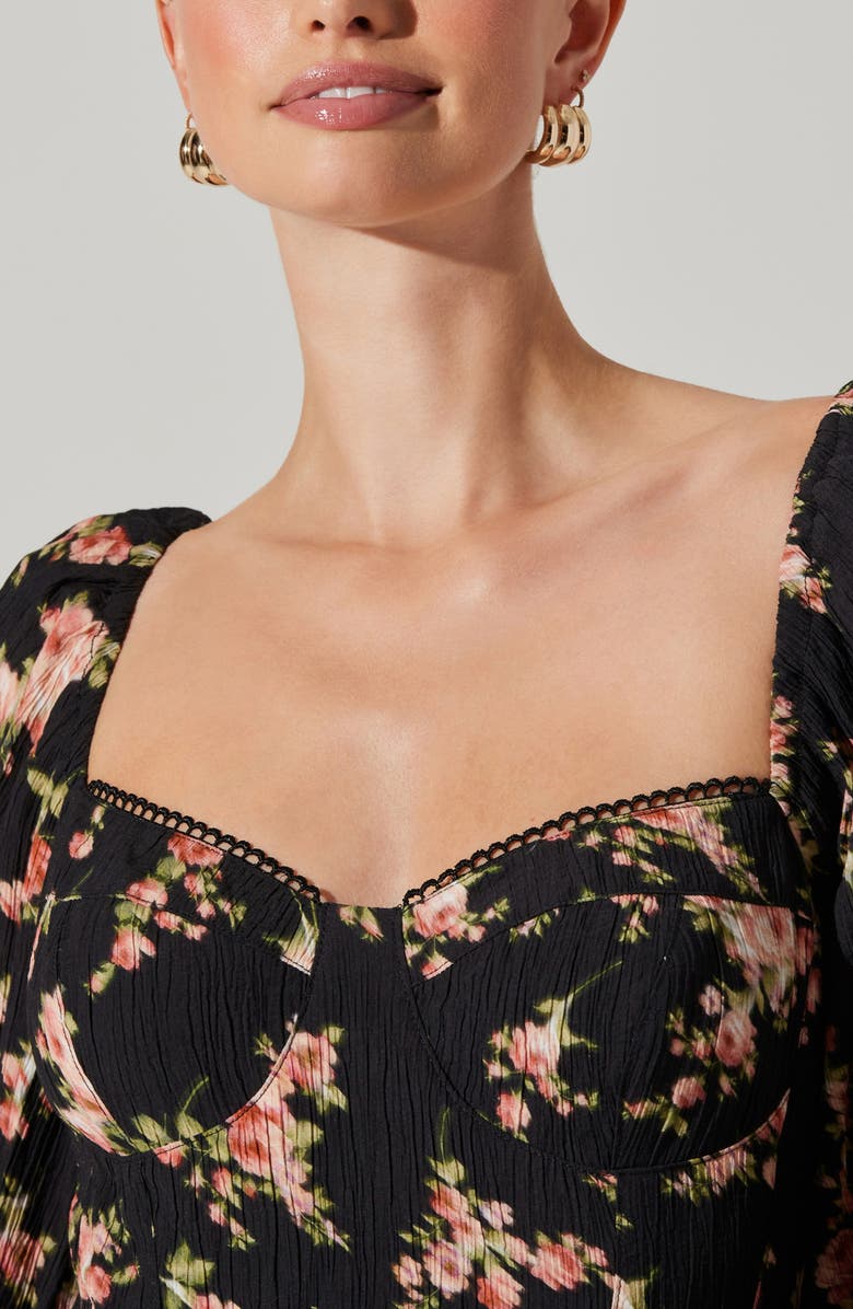 ASTR the Label Alumie Long Sleeve Tiered Maxi Dress, Alternate, color, Black Rose Floral