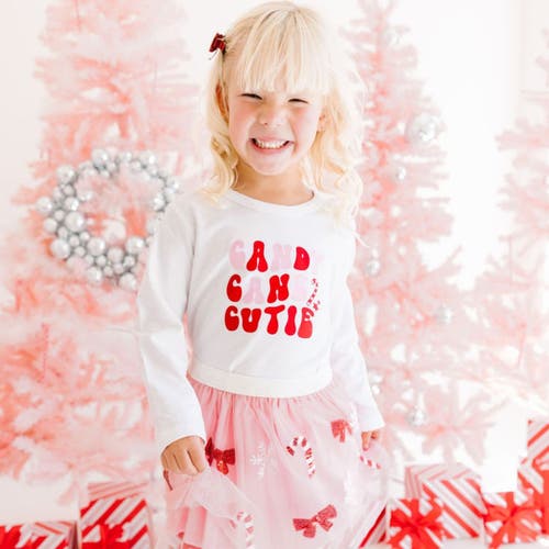 Sweet Wink Candy Cane Cutie Christmas Long Sleeve Shirt In White