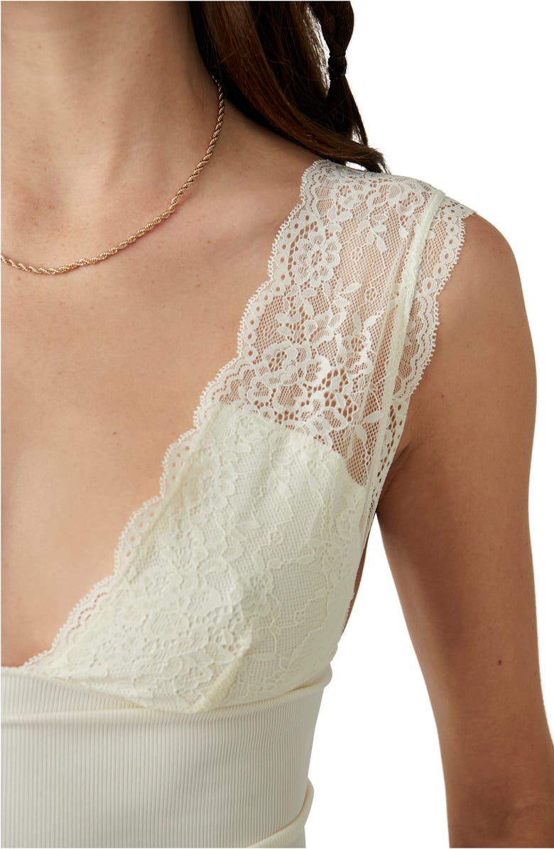 Free People Power Pay Lace Trim Camisole, Alternate, color, Ecru