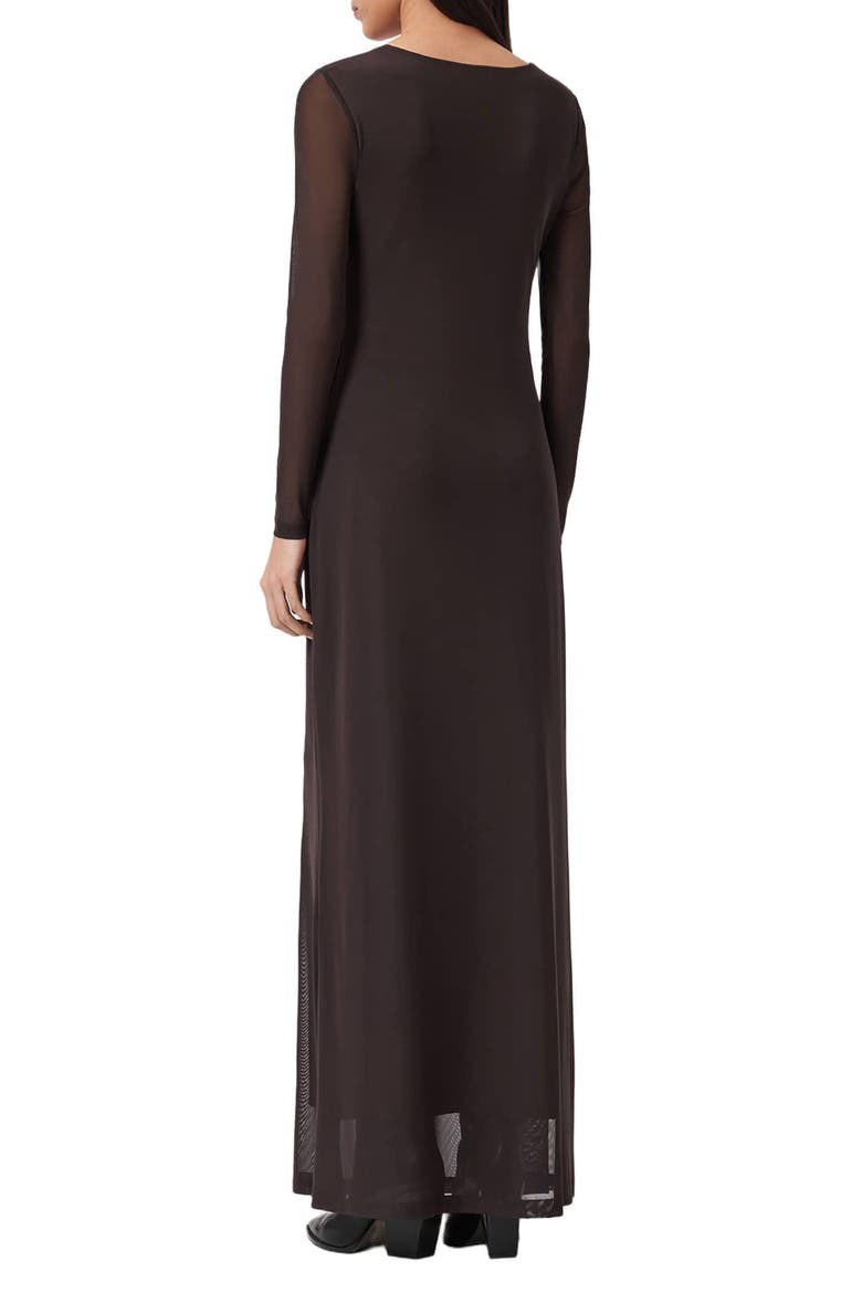 Gabby Long Sleeve Mesh Maxi Dress, Alternate, color, BOTTLE BROWN