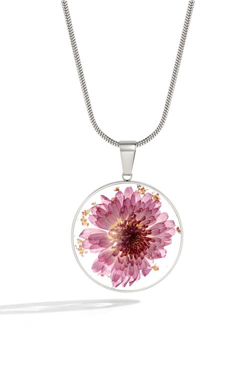 Mint & Lily Pressed Birth Flower Necklace In Metallic