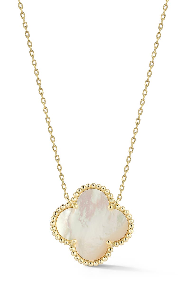 CHLOE AND MADISON Mother-of-Pearl Clover Pendant Necklace, Main, color, 