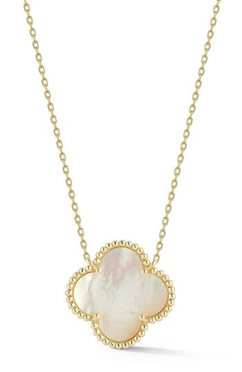 Chloe & Madison Chloe And Madison Mother-of-pearl Clover Pendant Necklace In Gold