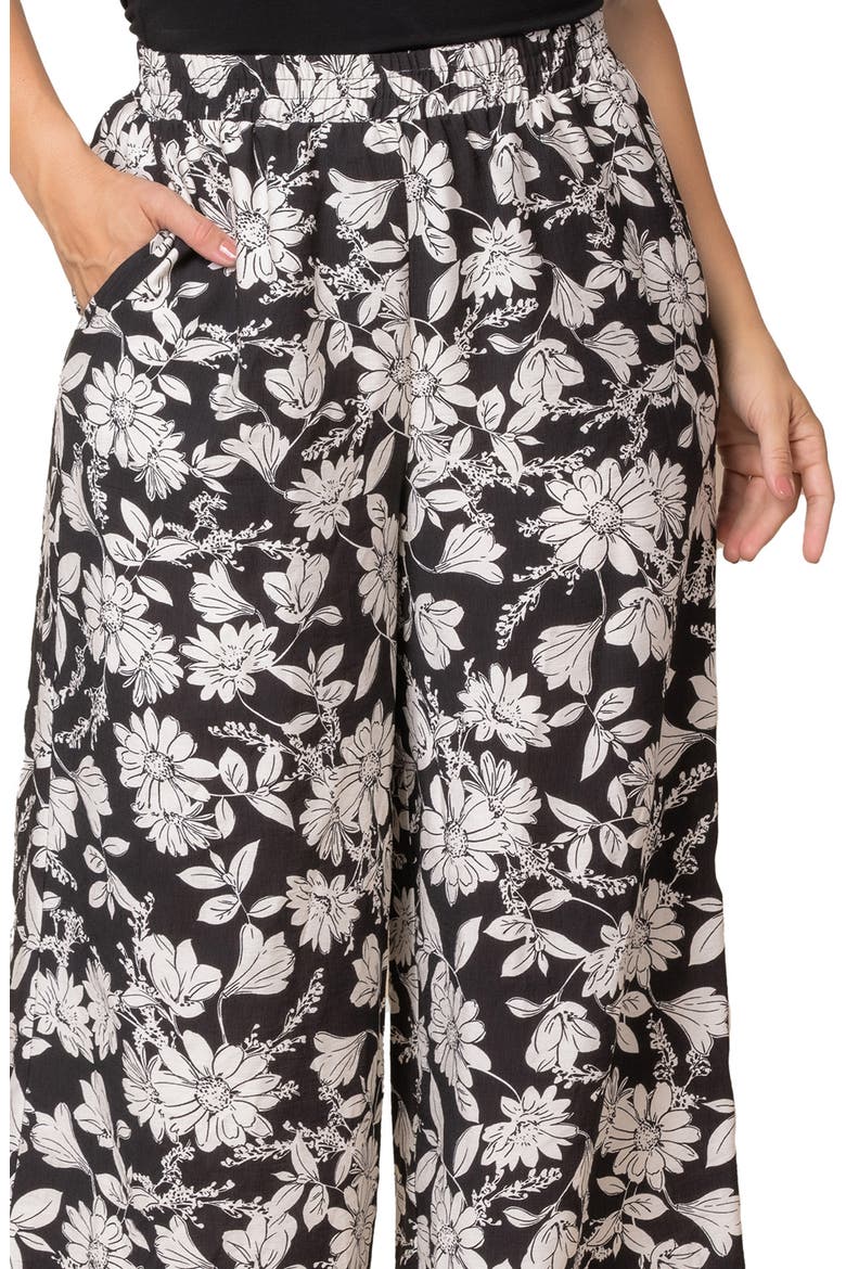 Eva Wide Leg Palazzo Pants, Alternate, color, BLACK AND WHITE FLORALS