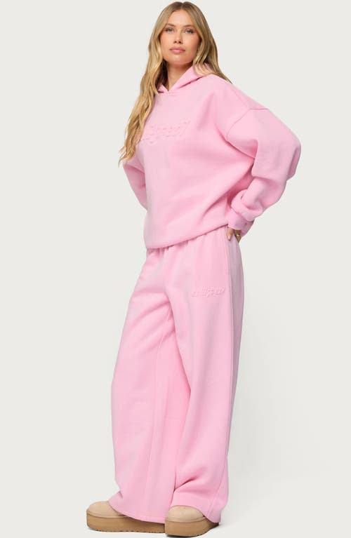 Edikted Pastel Edit Logo Wide Leg Sweatpants In Pink