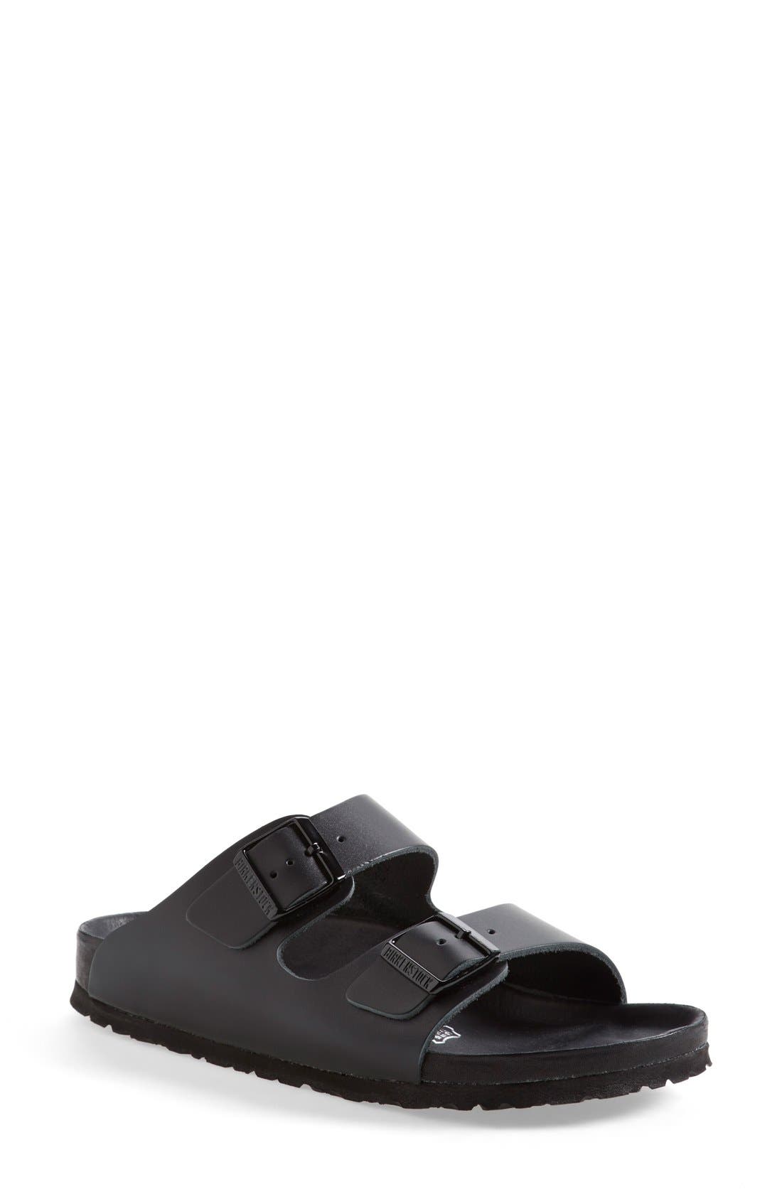 'Monterey' Leather Sandal, Main, color, BLACK