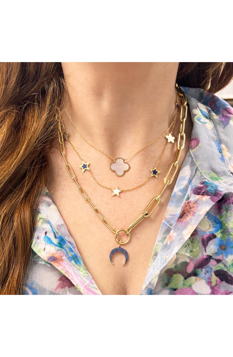 The Lovery Fine Jewelry Lapis and Mother of Pearl Star Station Necklace, Alternate, color, Lapis And Mother Of Pearl