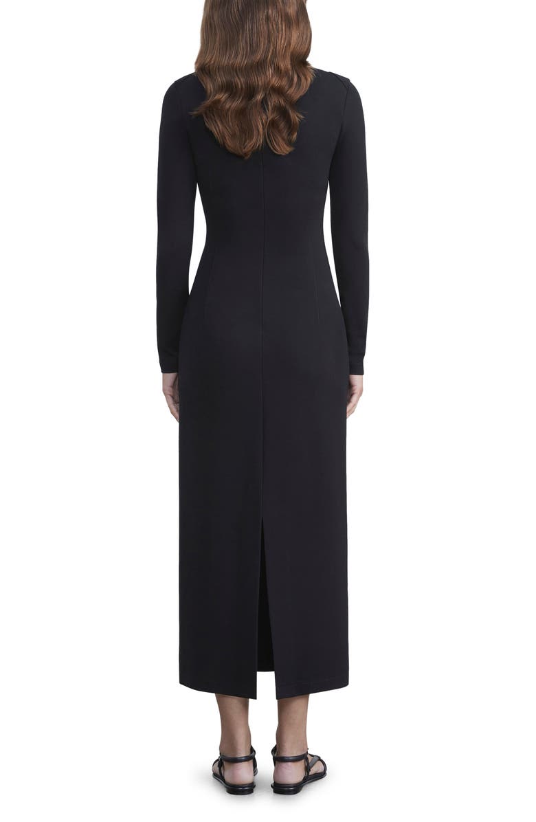 Lafayette 148 New York Wide V-Neck Long Sleeve Crepe Jersey Midi Dress, Alternate, color,