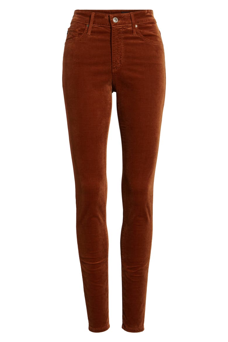 The Farrah High Waist Velvet Jeans, Alternate, color, COGNAC