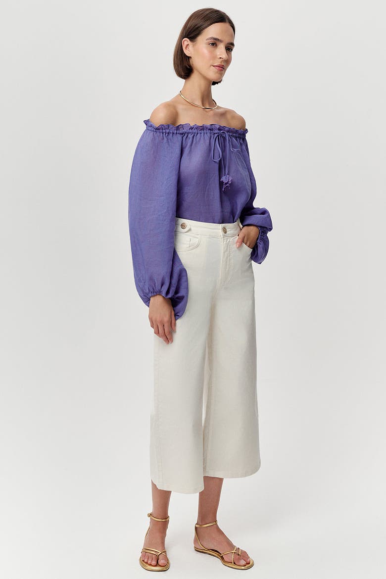 Conroy High Waist Culotte Denim Jeans, Alternate, color, White