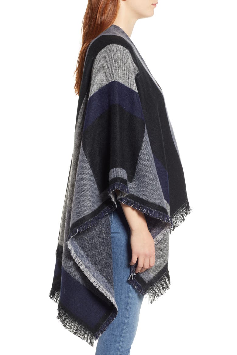 Colorblock Ruana, Alternate, color, ECHO BLACK