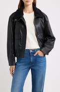 Sam Edelman Faux Leather Stand Collar Bomber Jacket